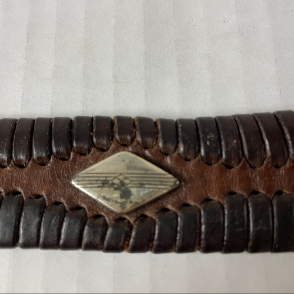 Bill Adler Studio Dar Brown  Leather Braided & Studded Belt - Picture 4 of 8